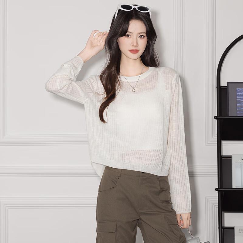 

Women s Loose Fit Striped Knit Pullover Sweater One Size