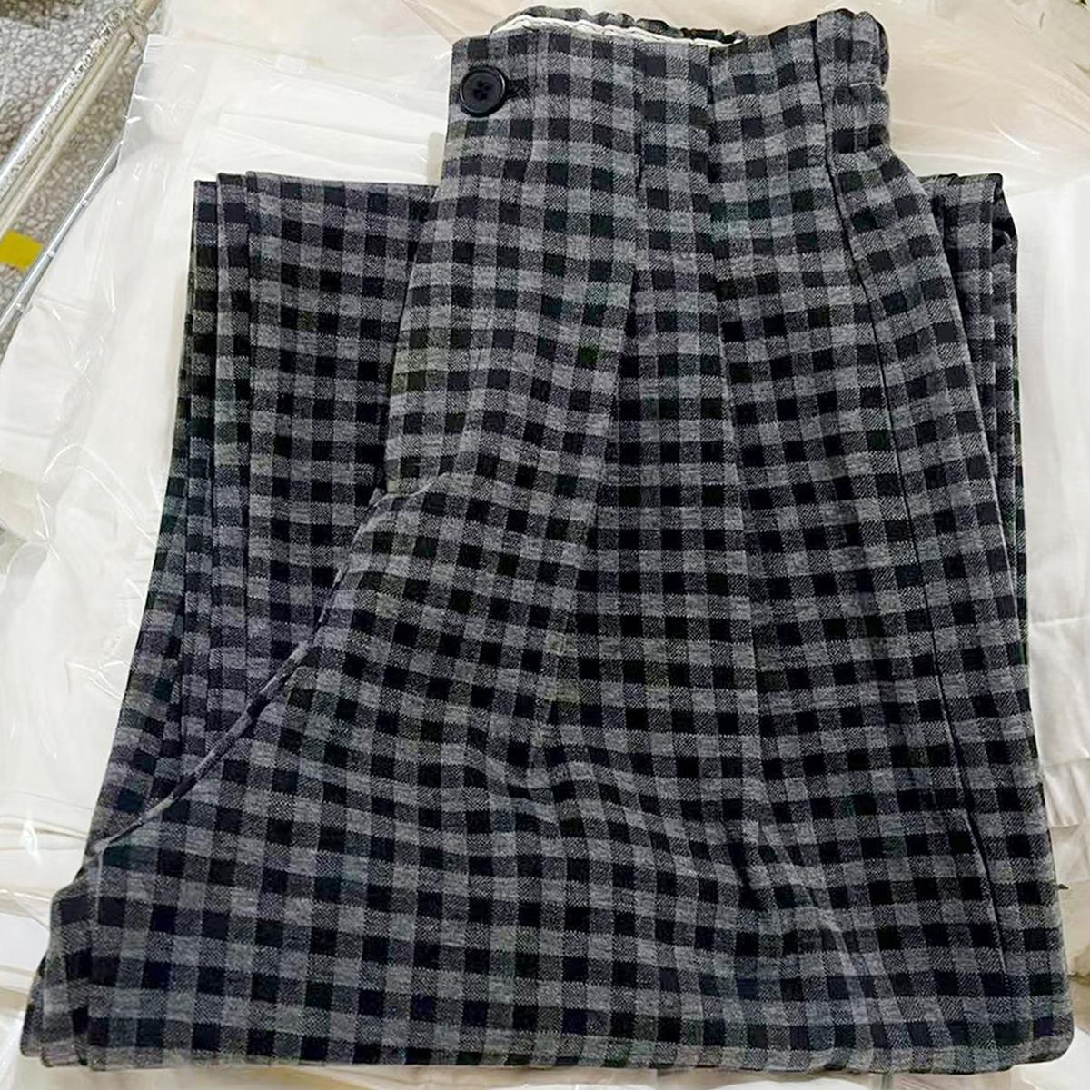 

Women s Spring Retro Plaid Wide-Leg Pants - Petite, Loose, Slimming, Straight, Long, Casual M (50-58kg)