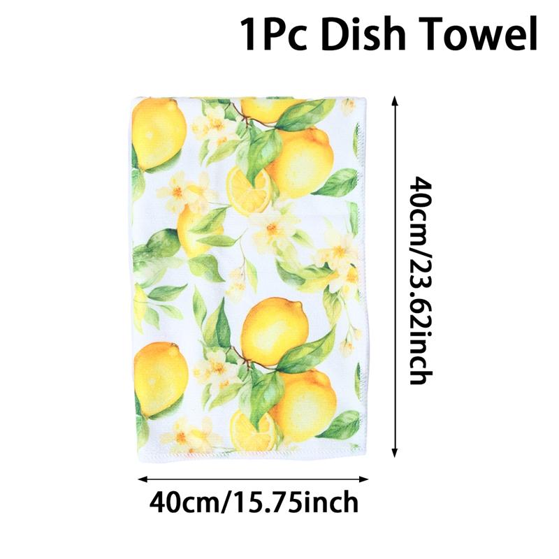 

Летние полотенца для посуды с фруктами и лимоном, кухонные полотенца с принтом из клубники и лимона, впитывающие полотенца для посуды, уборка дома, кухонные принадлежности