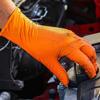Guantes de nitrilo naranja de alta resistencia, guantes industriales desechables de 8 milésimas con agarre con textura de diamante para seguridad mecánica y guantes de trabajo