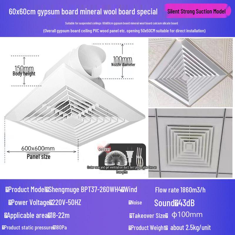Powerful Silent Integrated Ceiling Ventilation Fan 600x600
