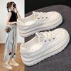 Little White Shoes Womens 2025 Summer New Versatile Platform Heightening Board Shoes Breathable Mesh Fashion Womens Casual Shoes