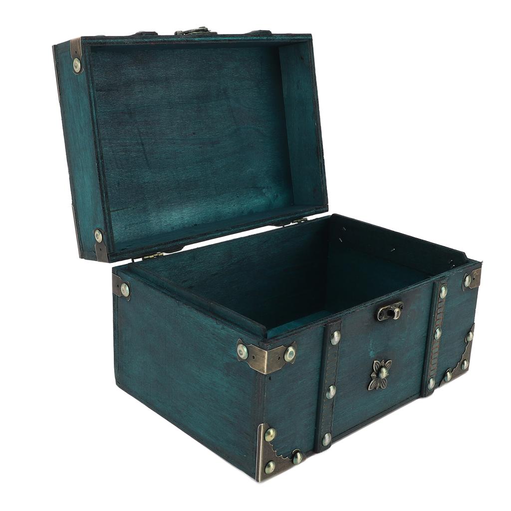 Vintage Treasure Chest Box Wooden Retro Jewelry Storage Box Decorative Treasure Chest for Home