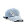 Distressed Hole Korean Cowboy Cap Unisex Tie Ring Hip Hop Street Dance Cap Retro Simple Personalized Hong Kong Sporty Denim