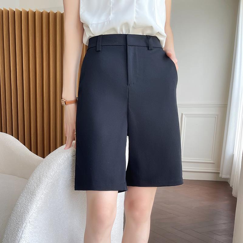 

Летний новый костюм шорты женские простые атмосферные универсальные пятиточечные брюки облегающие удобные дышащие повседневные брюки XL чёрный