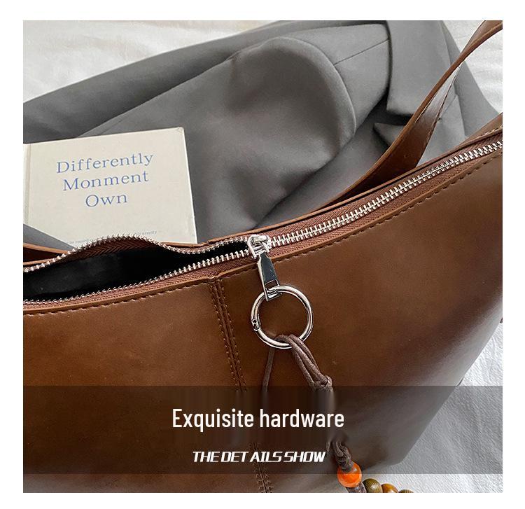 Niche Women's Retro Large Capacity Single Shoulder Bag - Autumn 2025 Casual Square Underarm Bag