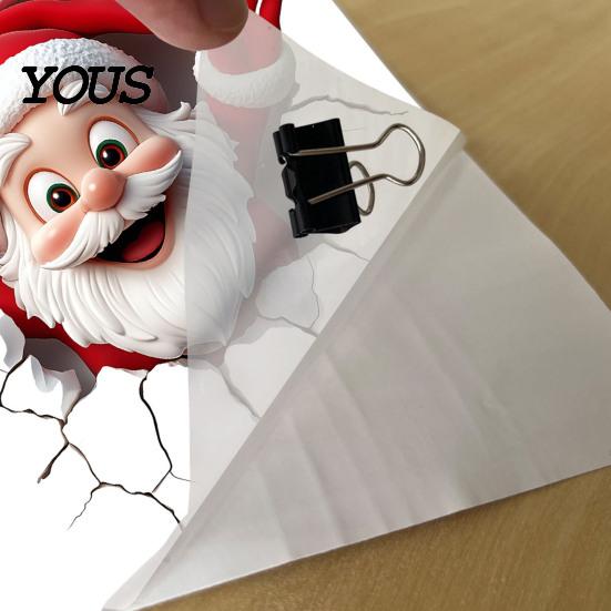 Removable PVC Mural Christmas Toilet Sticker, Funny Santa Claus Lid Tank Bathroom Holiday Decorations Self-Adhesive 3D Hole Waterproof Decal