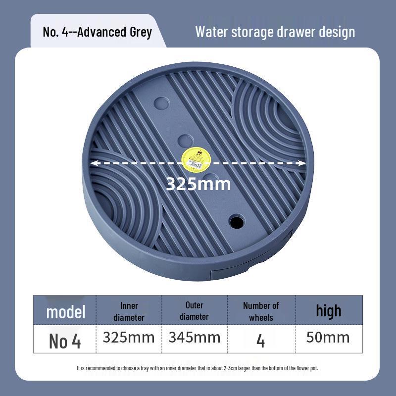 Round Movable Flower Pot Tray with Hidden Wheels and Breathable Bottom for Silent Plant Care
