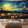 Van Gogh Sunflower Starry Sky Tapestry Wall Hanging Mountain Landscape Tapestrys Aesthetic Room Decor Wallpapers Background