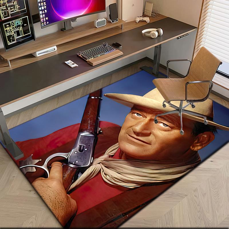 1pc John Wayne with a gun Carpet Rug for Living Room Bedroom Home Sofa Decoration,Kids play Non-slip Floor Mat