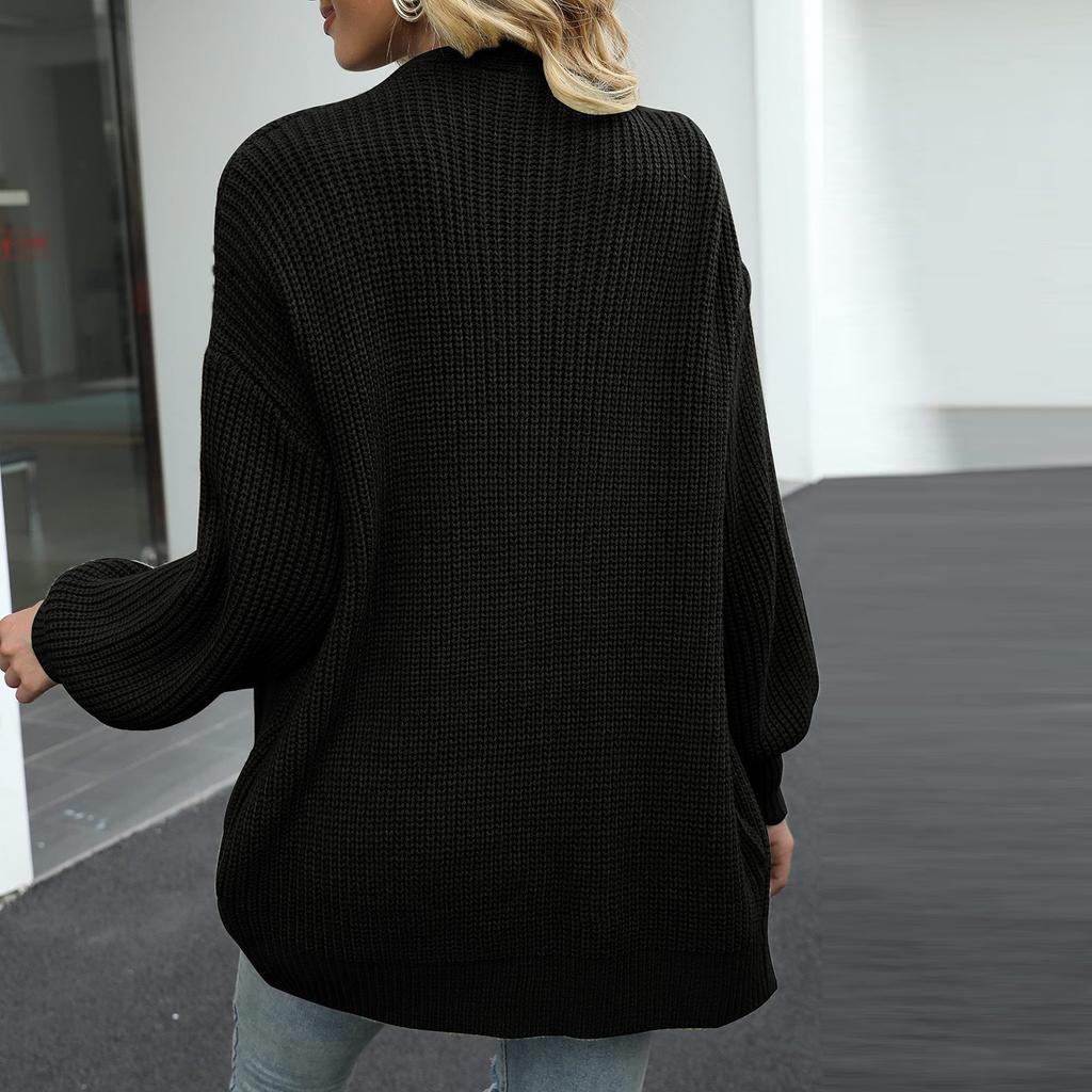 Women Ribbed Knit Cardigan Sweater Open Front Long Sleeve Pocket Casual Loose Fit Chunky Knit Outerwear