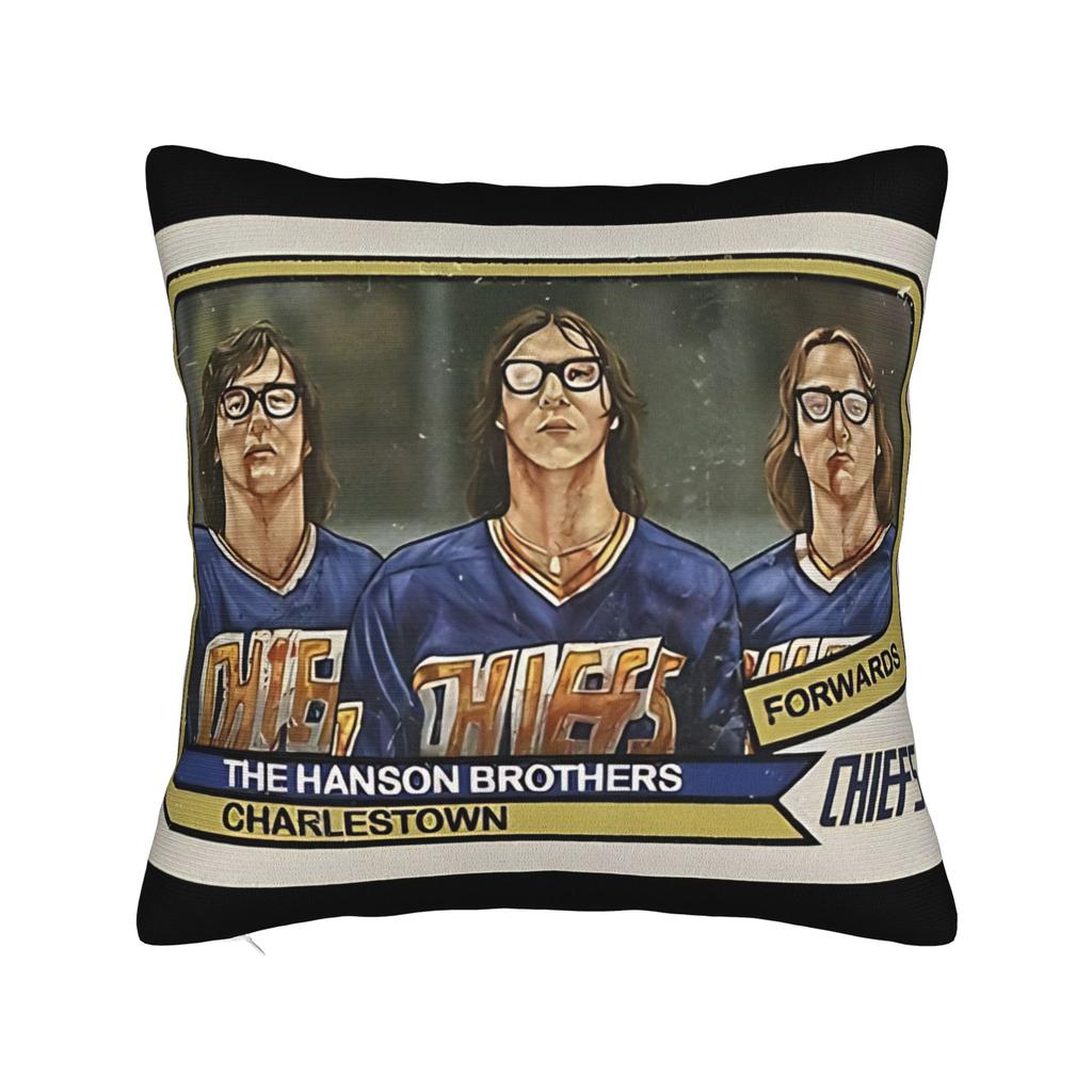 Hanson Brothers Ice Hockey Comedy Pillow Case Graphic Pillow Cover Retro Trendy Cushion Cover For Sofa Bedroom Home Decor