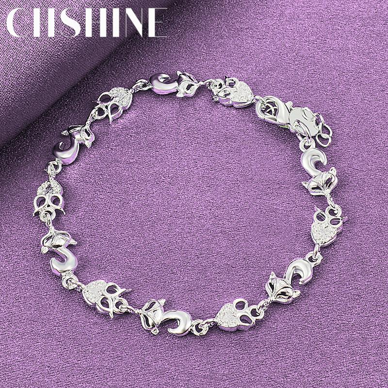 

CHSHINE Изысканный браслет-цепочка из стерлингового серебра 925 пробы для женщин, свадебная вечеринка, модные шармы, ювелирные изделия 20CM