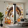 2pcs HD Thanksgiving pumpkin Turkey curtain Green white tie digital printed curtain Home Decor style Decorate living room bed