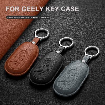 Car Leather Key Case Cover Holder For Geely Geome Galaxy Light Star Wishes Exploration Youth Version Keychain Accessories