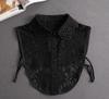 Front Tie White Fake Collar Stand Beads Detachable Collar Fake Women Vintage Crystal Lace Ladies False Blouse Collar Half Shirt