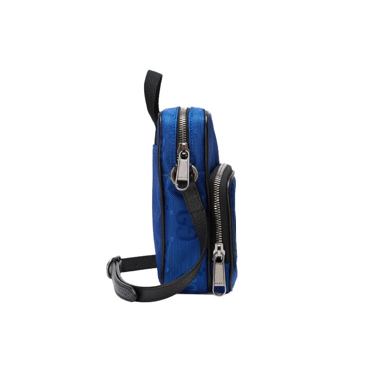 Gucci Borsa a tracolla mini in nylon GG blu reale con patch GUCCI per uso quotidiano unisex