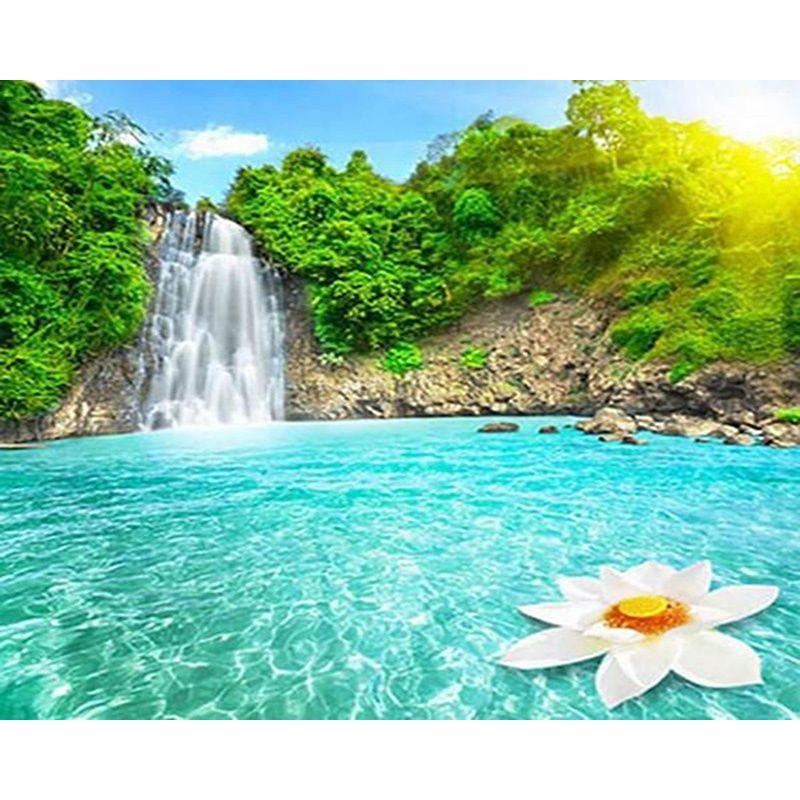 Diamantbroderi Foss Landskap Bilde av Rhinestone 5D diamantmaleri Mosaikk Håndarbeid Håndlaget gave