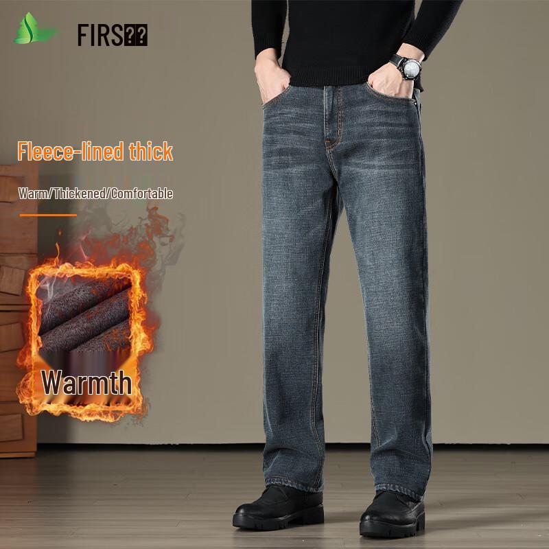 

FIRS Мужские зимние прямые джинсы из флиса с шерстяной смесью 29