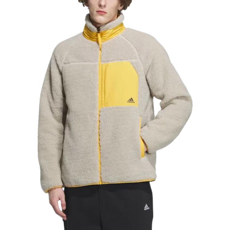 Adidas Logo Print High Collar Long Sleeve Reversible Jacket Men Outerwear Yellow IT8711