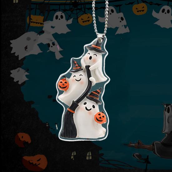 2/3/5/8/10Pcs Halloween Keychain Pendant 2D Spooky Ghost Pumpkin Design Acrylic Halloween Decoration Keychain Pendant