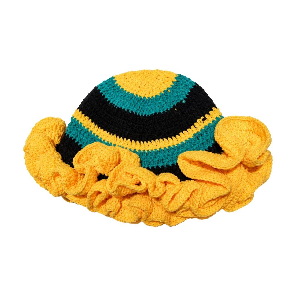 LoopKnit Hat with Ruffled Brim Universal Fit Knitted Yarn Warm for Autumn and Winter Outfits,