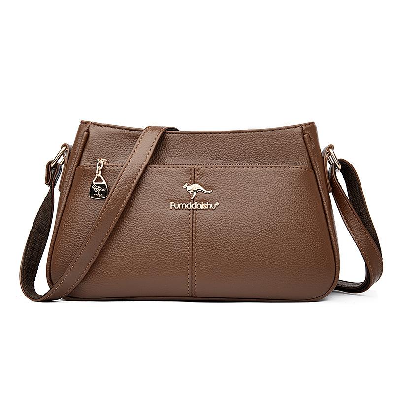 

Женская сумка премиум-класса из мягкой кожи, простая, атмосферная, для поездок на работу, универсальная, большой вместимости, на плечо, через плечо коричневый