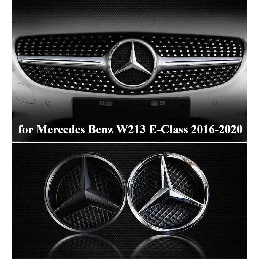 New Hot 2026 Black border and silver border decoration Car Front Grilled Star Emblem Logo for Mercedes Benz W213 E-Class 2016-20