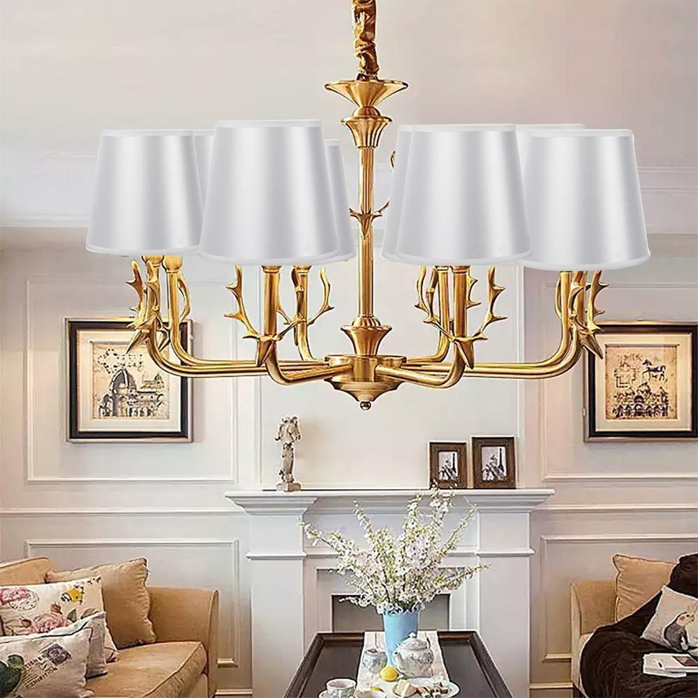 

6PCS Clip On Fabric Lamp Shade Barrel Shape Light Fixture Wall Light Chandelier Bedroom Decoration білий