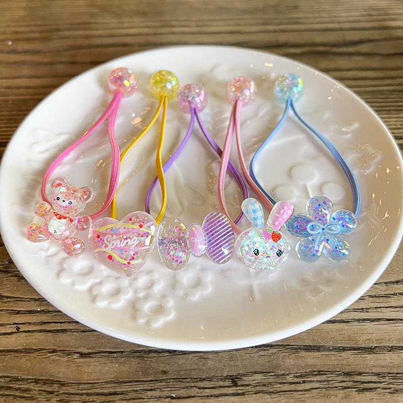 Kristallkaninchen Doppelköpfiges Gummiband Kinderwickel Langes Haarseil Koreanische Version Funkelndes elastisches hochwertiges Kopfseil