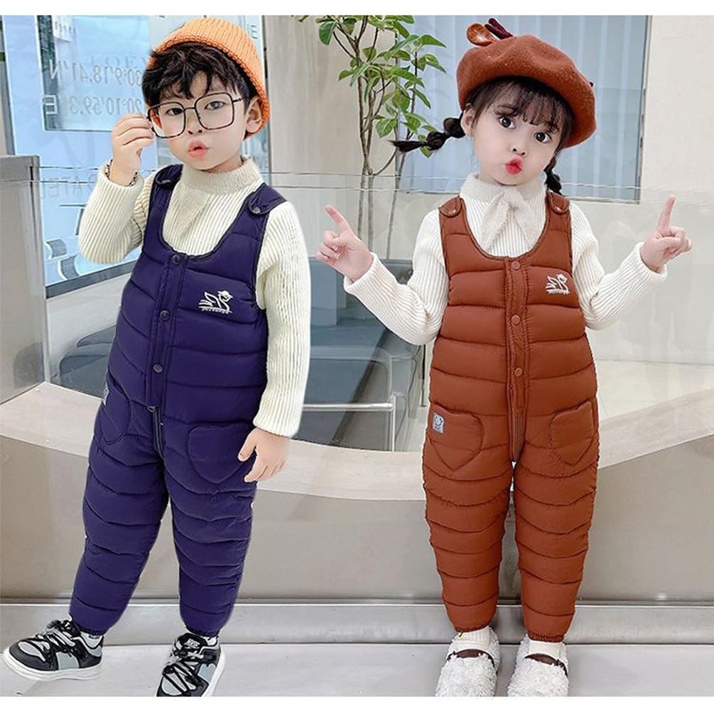Kids Overalls Jumpsuit Down Pants Suspenders Pants Baby Suspenders Rompers Clothes Snow Play Boys Girls Padded Thick Autumn Winter 90 100 110 120