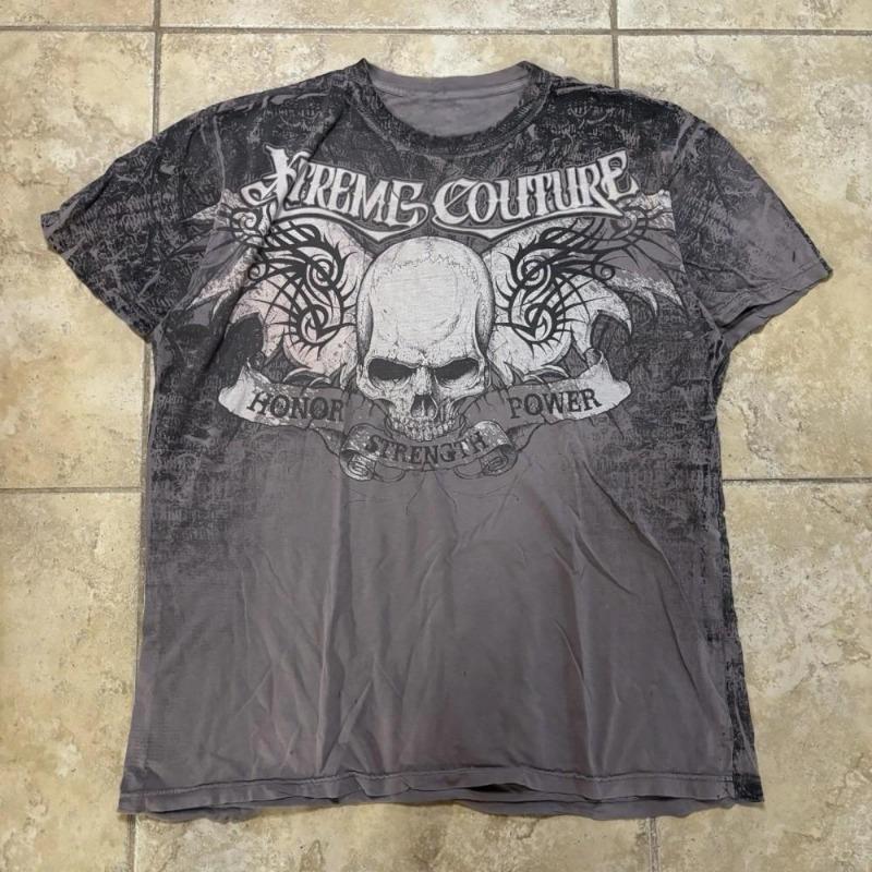 European and American men's summer fashion skull letter print comfortable and breathable round neck T-shirt outdoor street top