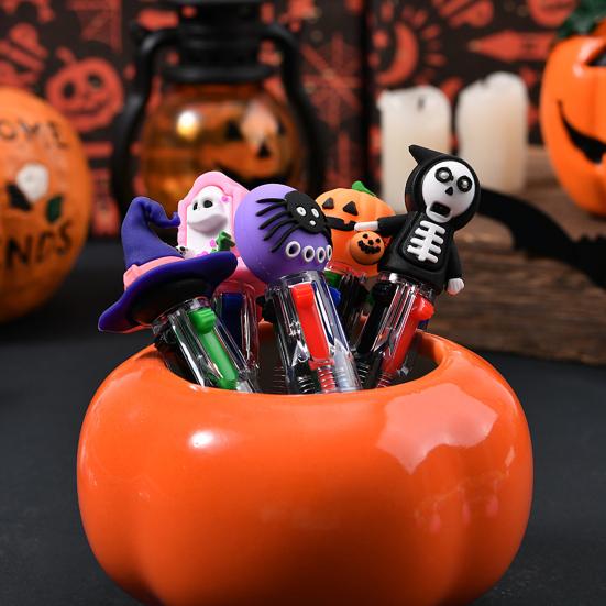 Halloween Ballpoint Pens Cute Mini Pen Set for Kids Pumpkin Ghost Bat Design Ink Pens 0.5mm Smooth Writing Gel Pens Fun Gifts for Family Friends