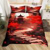 Japanese Landscape Duvet Cover Set For Teens Adults Queen Quilt Covers Lightweight Down 2 Pillowcases 1 Duvet Cover No Comforter