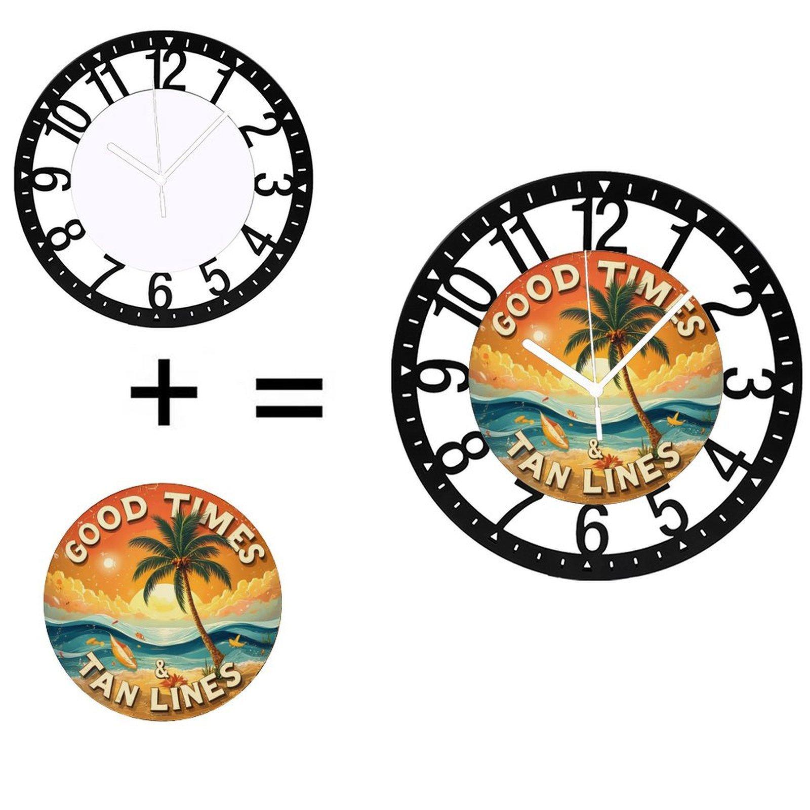 Scandinavian Design 25cm Circular Iron Wall Clock Silent Accurate (Black,10 inch(25.40cm))