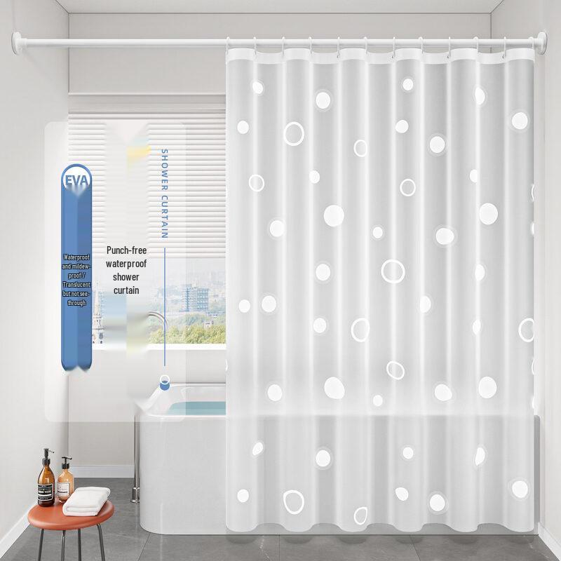 LIEI Punch-Free EVA Shower Curtain Set