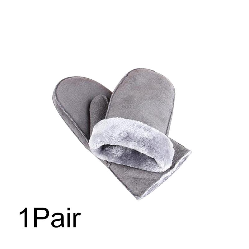 

1 пара варежек с подогревом, зимние ветрозащитные перчатки для верховой езды на открытом воздухе, теплые перчатки с закрытыми пальцами, кашемировые перчатки, мягкие теплые перчатки из искусственного меха и замши серый