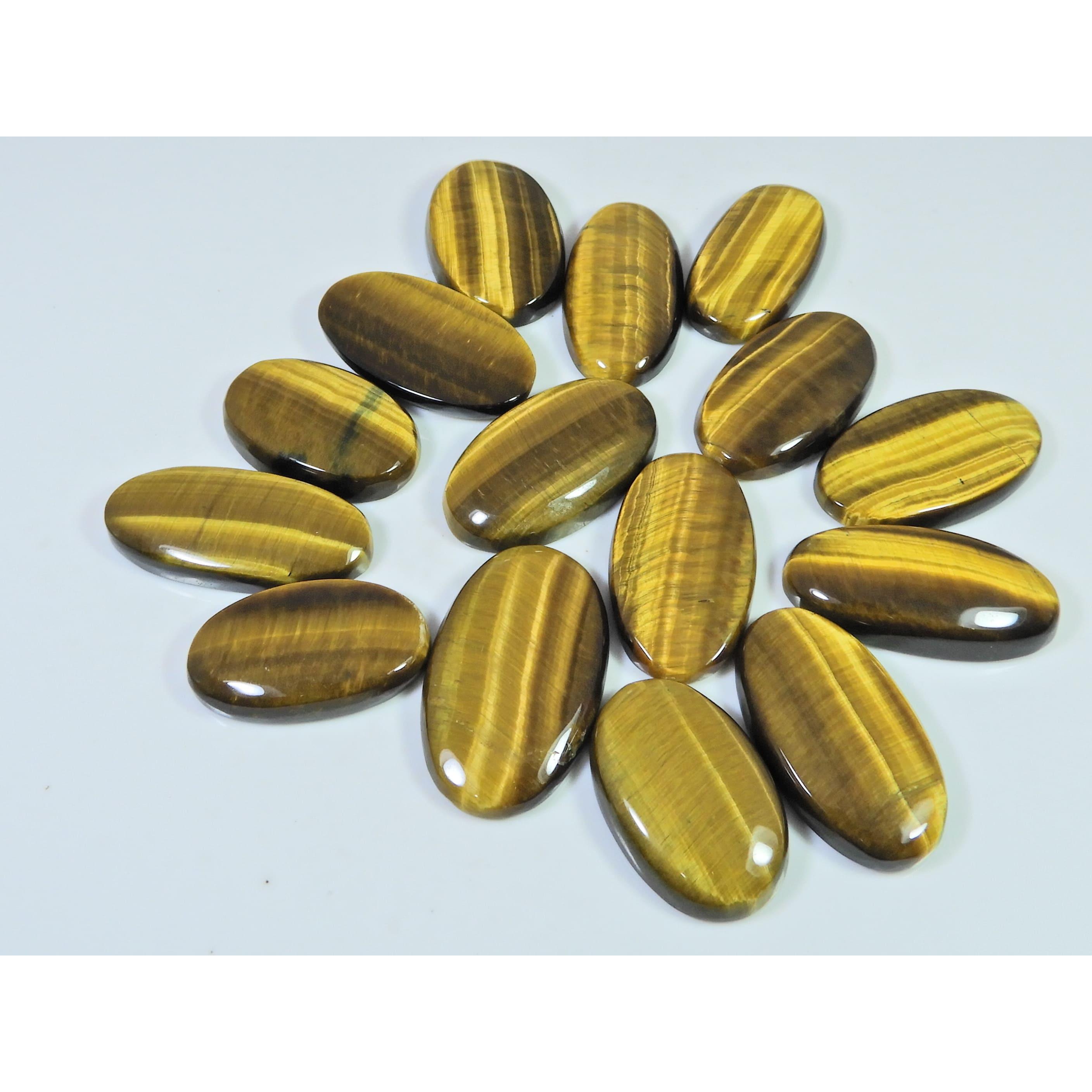 15Pcs Natural Brown Tiger eye Oval Shape Cabochon Loose Gemstone 356Cts. Lot C-2475