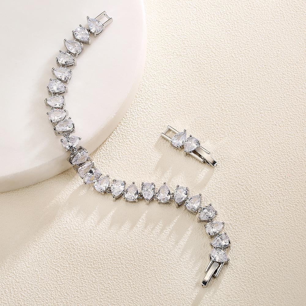 Uilz Fashion Luxury Full Zircon Bracelets for Women Charm Silver Color Crystals Bracelets Women's Wedding Party Jewelry