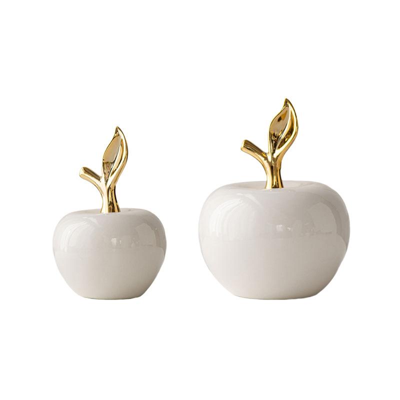 Christmas Ceramic Apple Figurine Modern Nordic Decorative Ornament Luxury Tabletop Sculpture for Home Office Living Room