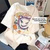 Summer Loose Oversize Women's T-irt Cotton Pure Long ort Sve round Ne Print Korean Sle Casual Comfortable Top