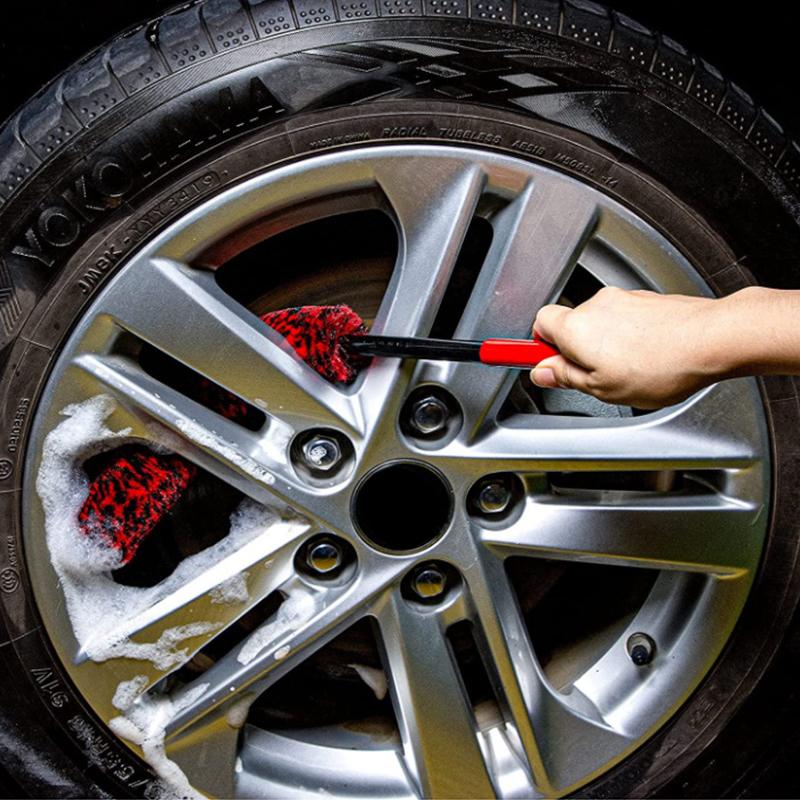 SEAMETAL Car Wheel Tire Brush Universal Wash Wheel Brush PP Handle Wool Brush Car Cleaning Brush