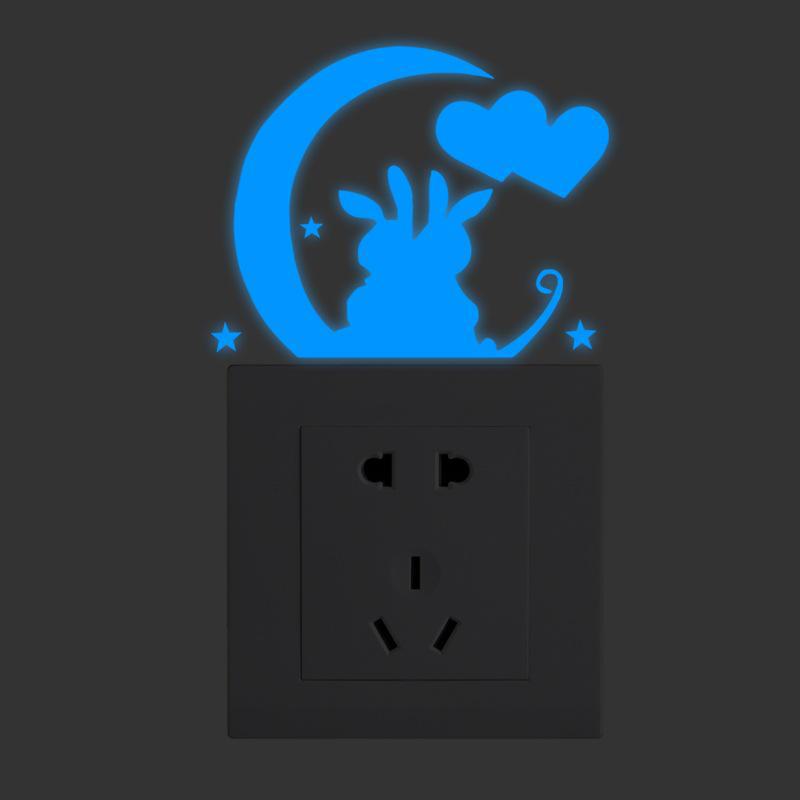 Luminous Five-Pointed Star Wall Stickers for Bedroom and Living Room, Creative Fluorescent Switch Animal Decals.