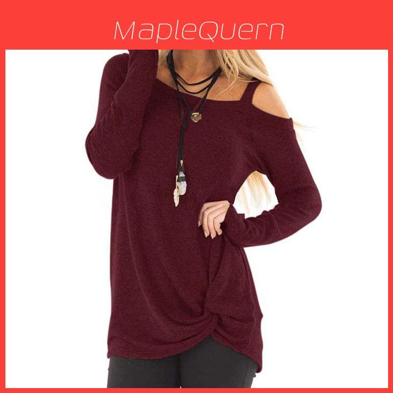 Elegant Women Off One Shoulder Long Sleeve T Shirt Stylish Casual Blouse Tunic Top