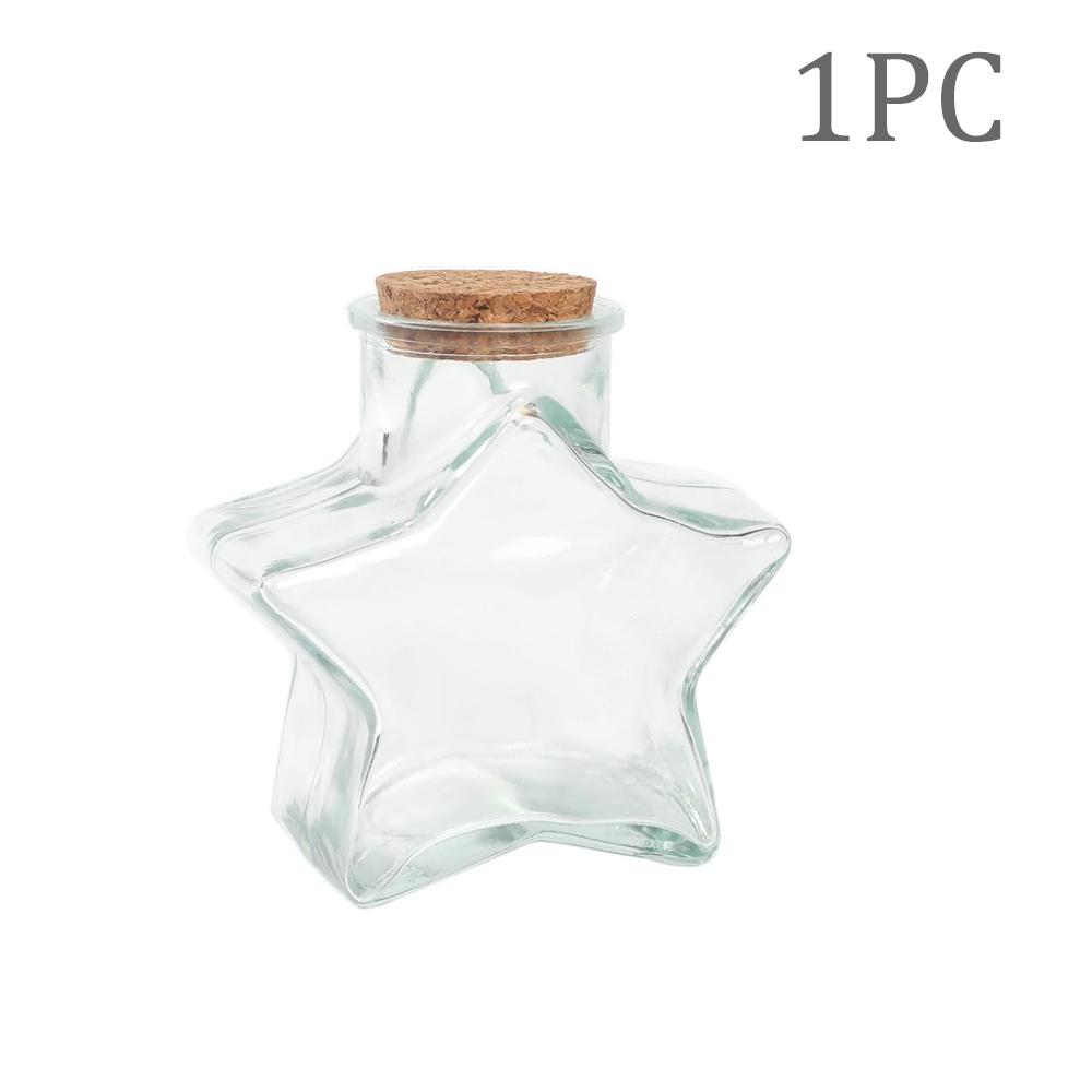 

Star Shaped Glass Bottle 300ml Transparent Glass Storage Jars With Cork Stoppers for DIY Art Crafts Decoration Party Supplies