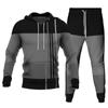 Man Jogging Pants Sweatshirt 3D Printed Patchwork Hoodies Trousers 2 Piece Set Streetwear Casual Tracksuit Male Oversized S-6XL