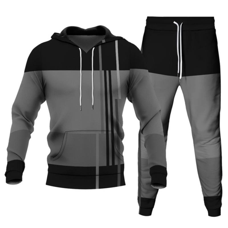 Pánské Jogging Kalhoty Mikina Patchwork Mikiny s 3D potiskem Kalhoty 2dílná sada Streetwear Běžné Teplákové Pánské Oversized S-6XL