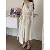 Korean-Style Women's Nightdress: Spring/Autumn Loose Kimono Pajamas with Straps, Japanese-Inspired, Medium-Long, Suitable for Outdoor Wear