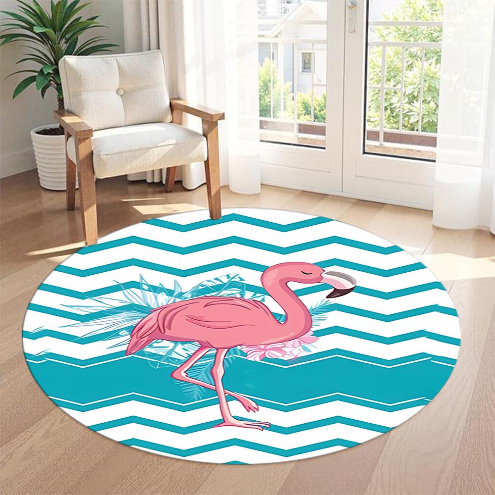 Flamingo Round Floor Rug Perfect for Dormitory Study Room Game Room Bedrooms Anti-slip Round Rug Decorate Offices Gift for Festivals