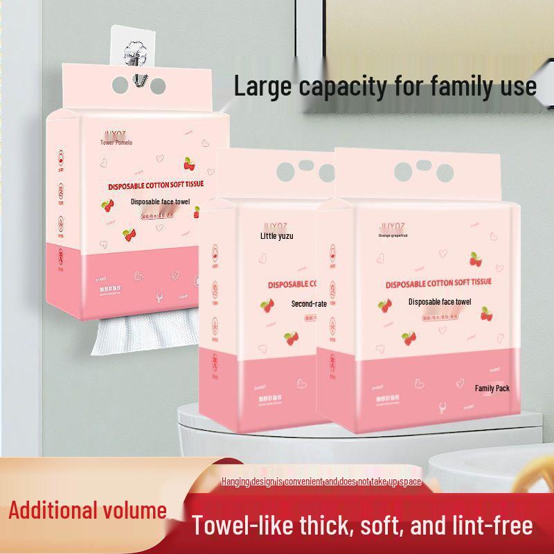 Extra Large Lint-Free Disposable Face Wash Towels - Thick, Fluffy, Drawstring Pack